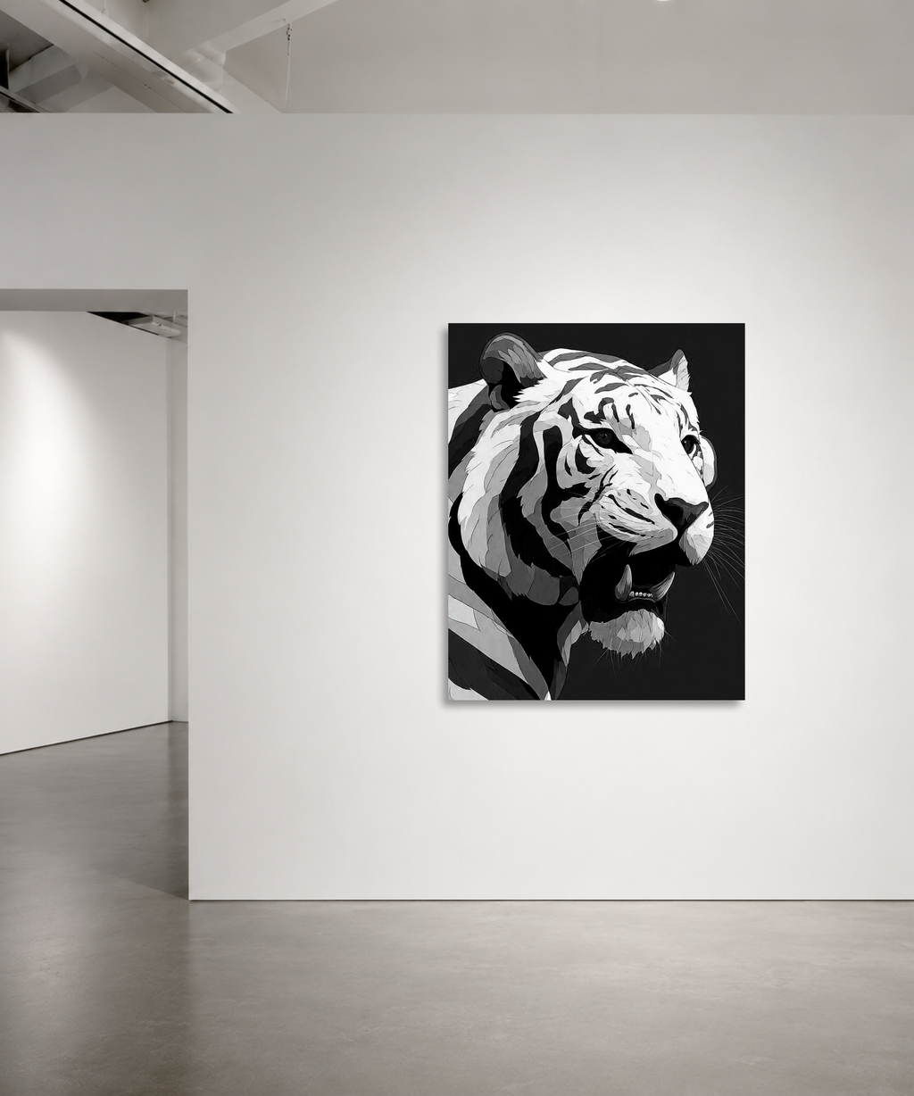 Roaring White Tiger