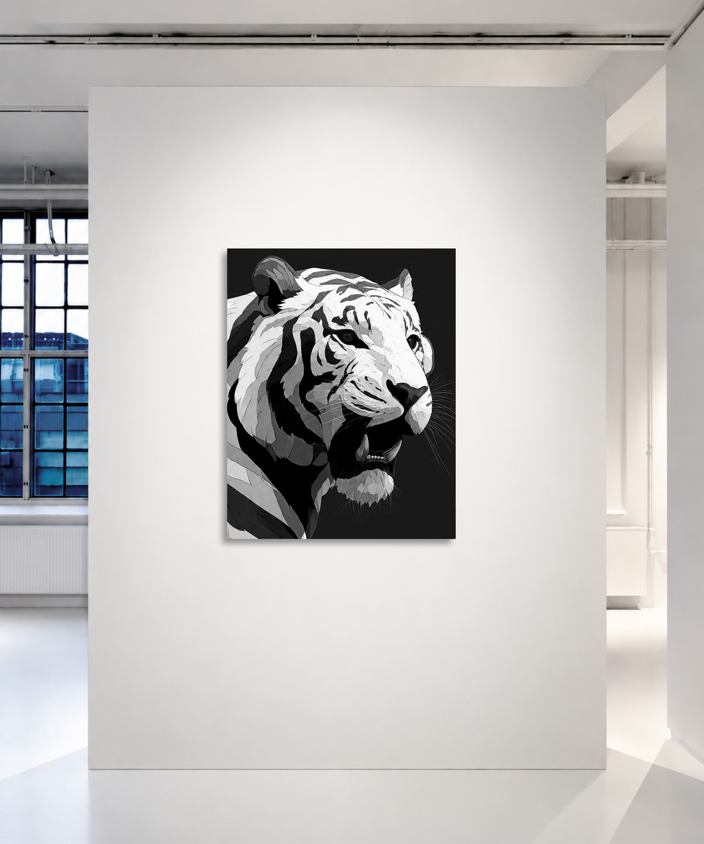 Roaring White Tiger