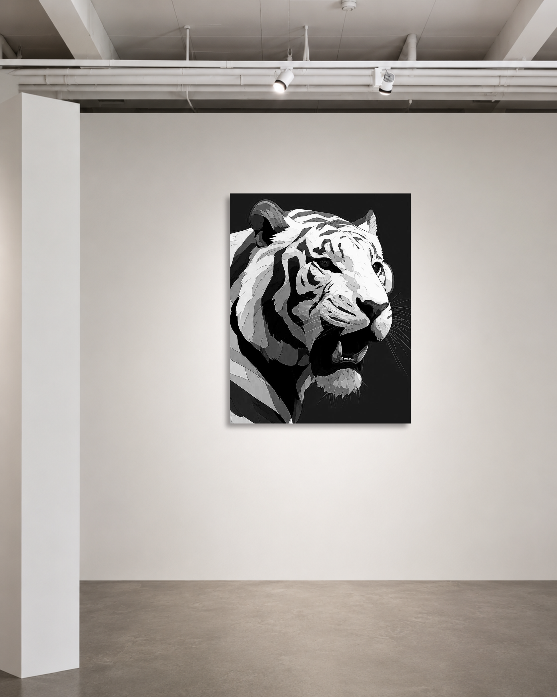 Roaring White Tiger